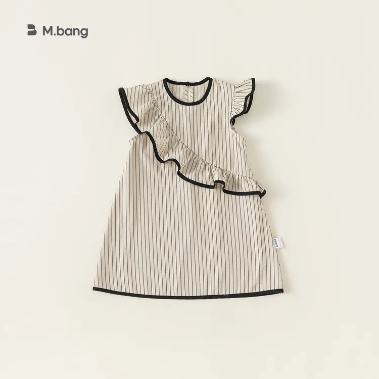 宥宝童装女童公主裙夏季新款-岁女童小飞袖条纹连衣裙XQ