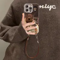 咖啡小熊板适用苹果vivo华为oppo小米iPhone16创意冰川纹手机壳