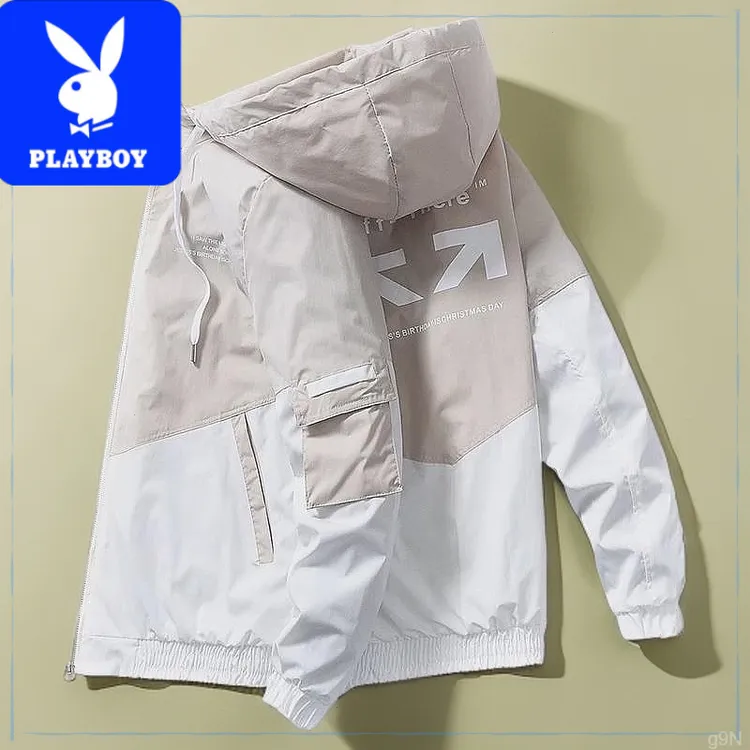 PLAYBOY花花公子拼色新款2025休闲男装春秋季夹克外套男士潮牌棒