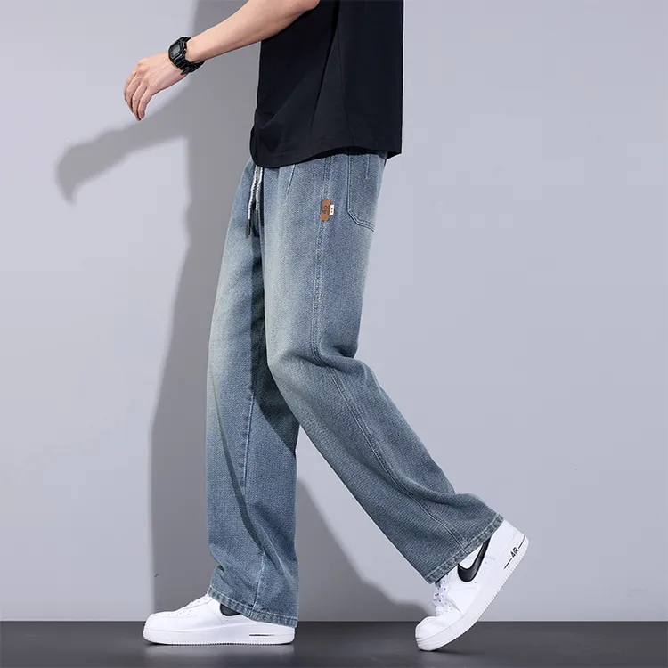 柏尼英格星空纹牛仔裤春季男士宽松直筒潮牌美式休闲舒适水洗阔腿