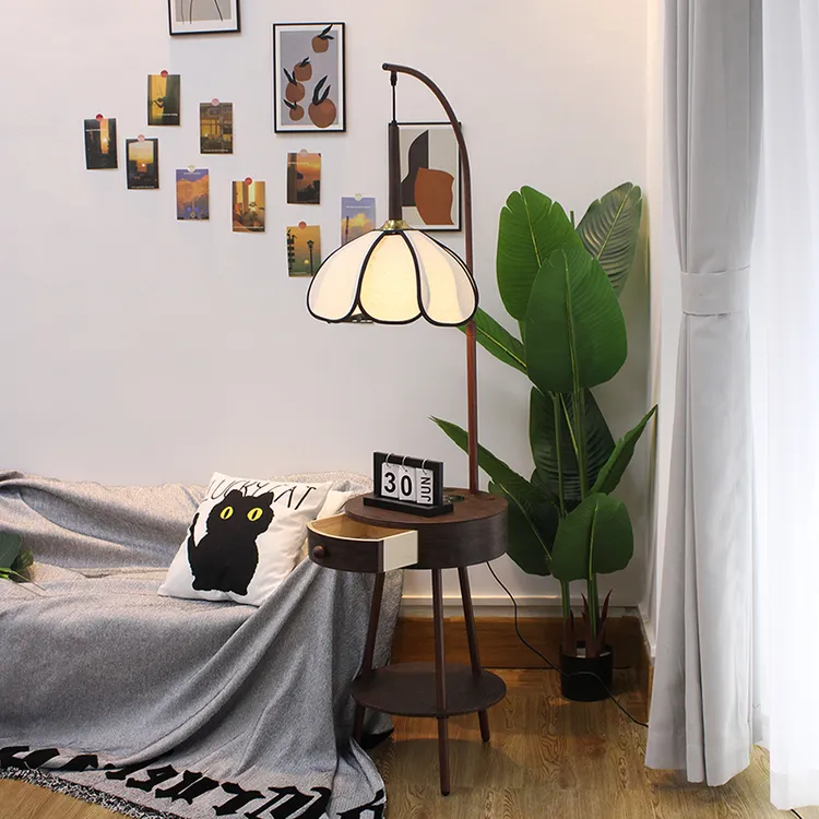 【单层】氛围感卧室台灯床头柜法式客厅钓鱼灯客厅床头柜落地灯一体