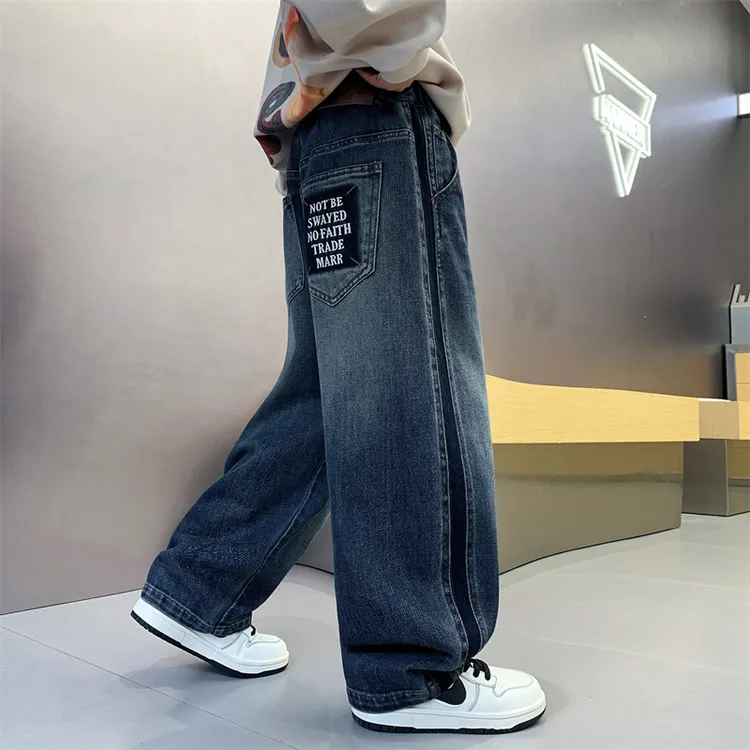 秋装儿童牛仔裤男童裤子大童6-10-12-15岁男童装男孩百搭潮酷痞帅