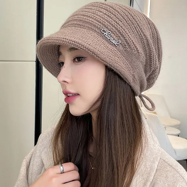 兔毛混纺大头围帽子女冬妈妈款女款冬天毛线帽秋冬季百搭堆堆帽