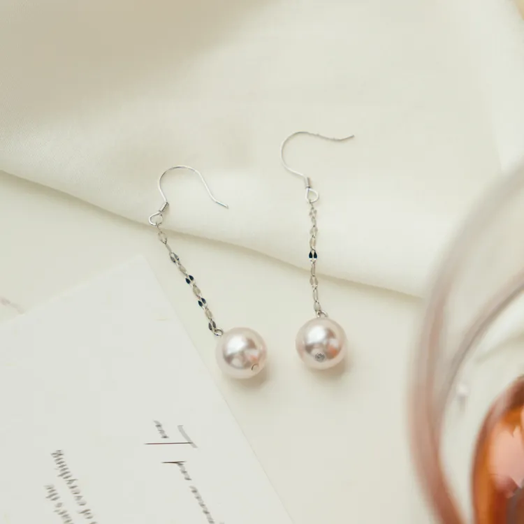 丽沁 925银耳饰 曼塔玫瑰紫珠流苏耳钩银豆超闪气质轻奢简约耳勾