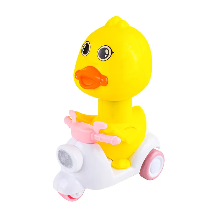 超值福利限量运动自动旋转塑料按压小黄鸭摩托车益智玩具适3岁中