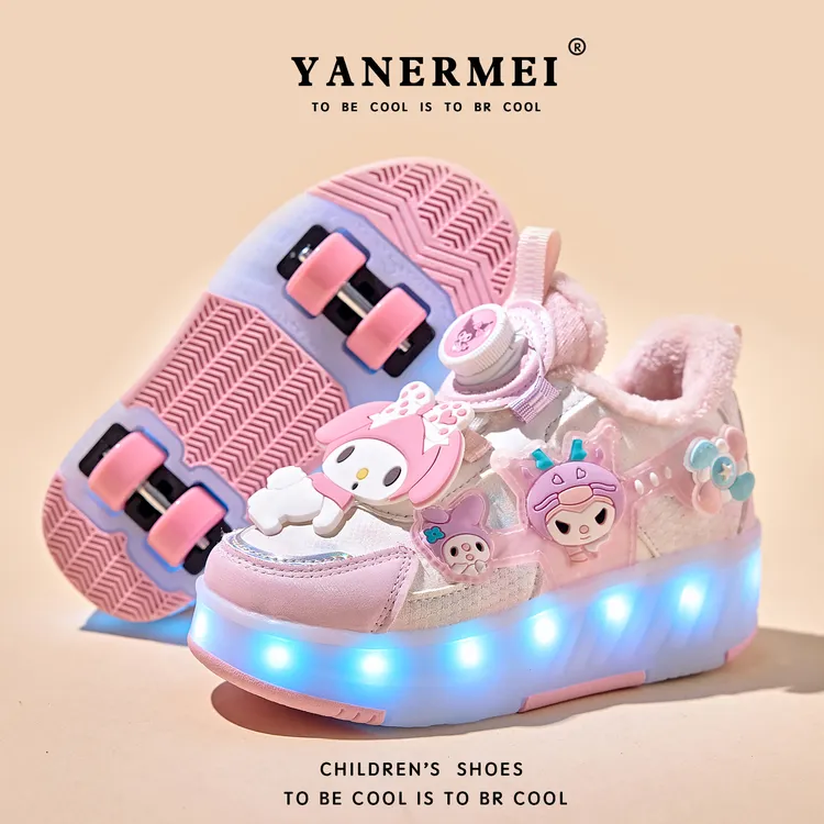 暴走鞋女童秋冬季加绒儿童女孩溜冰运动鞋四轮可拆卸小学生轮滑鞋