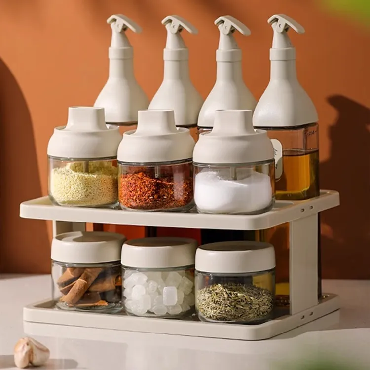 厨房调味罐油壶组合套装家用调料瓶收纳置物架盐味精酱醋瓶整理架