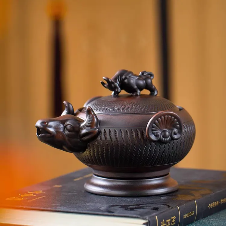 云南建水复古紫陶手抓壶牛转乾坤旋转泡茶功夫茶具茶玩茶道泡茶W
