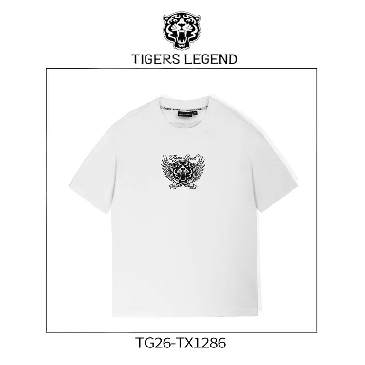 TIGERS LEGEND潮牌休闲夏季虎头纯棉白色圆领体恤TX1286