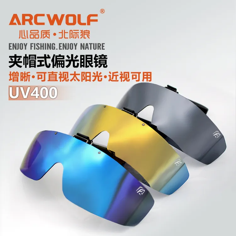 北际狼夹帽钓鱼眼镜增晰防强光户外垂钓用品路亚夹帽式偏光镜