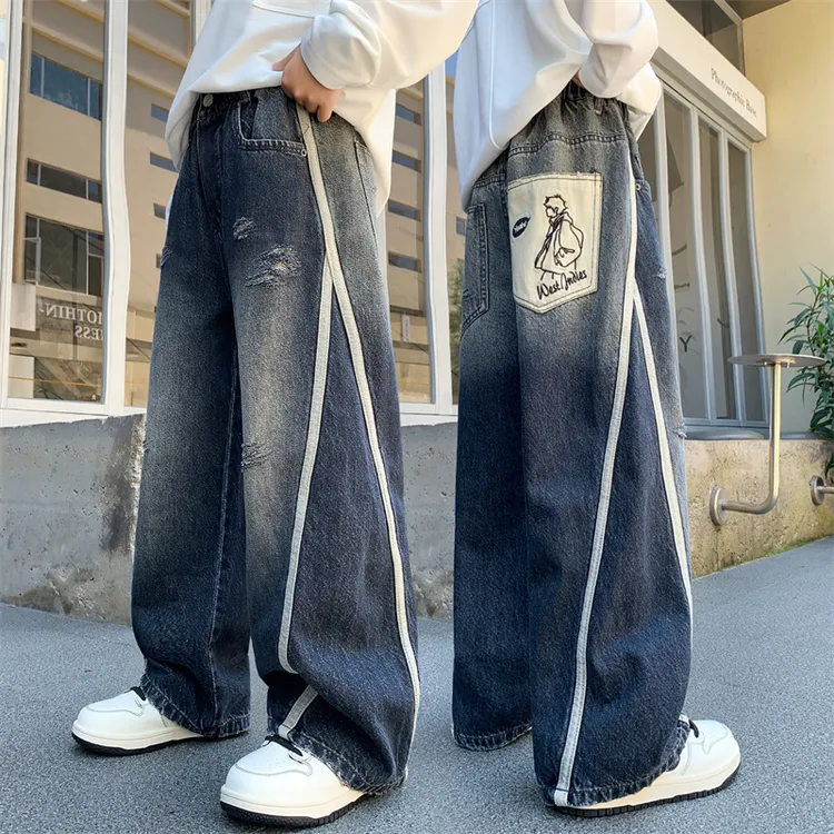 男童牛仔裤春秋宽松2025中大童休闲韩版长裤儿童秋季裤子直筒洋气