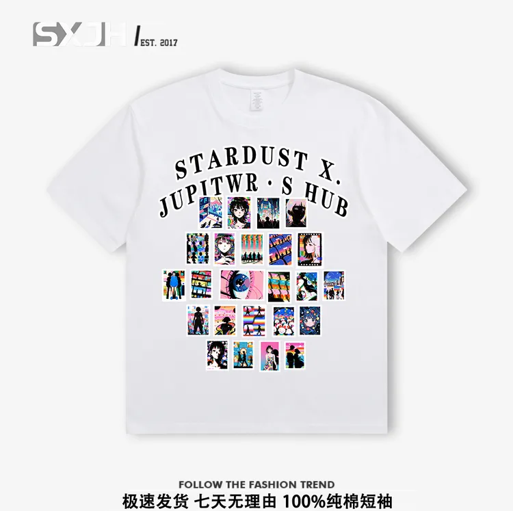 波普复古未来主义短袖t恤印花上衣T恤夏装风短袖运动夏季休闲卡通