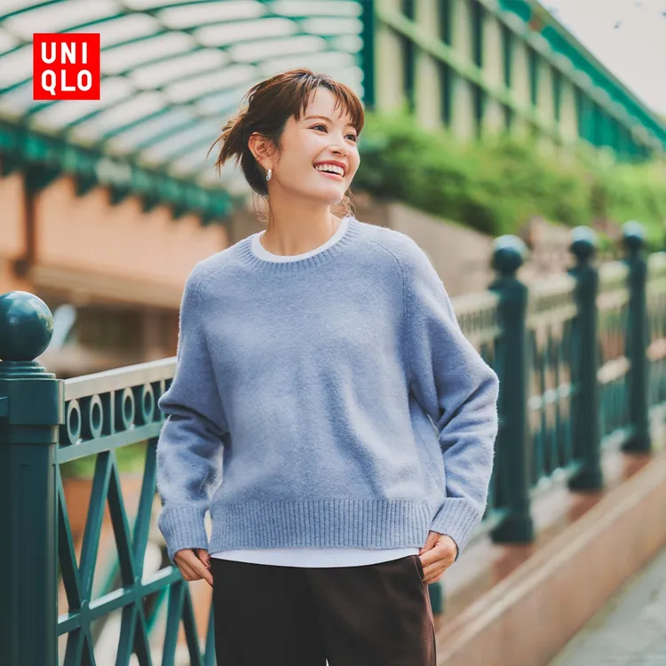 优衣库女装舒芙蕾圆领针织衫/毛衣毛衫479157