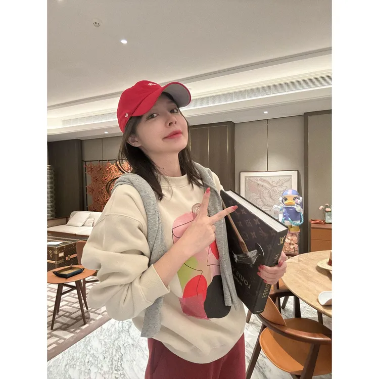 BETTERJOELAY -加绒【粉绘艺术衫】时尚圆领套头百搭卫衣KH3608