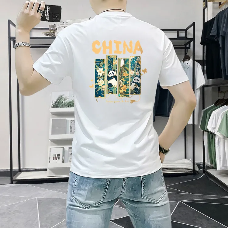 男士短袖t恤2026夏季新款潮流修身百搭印花半袖上衣青春帅气圆领T