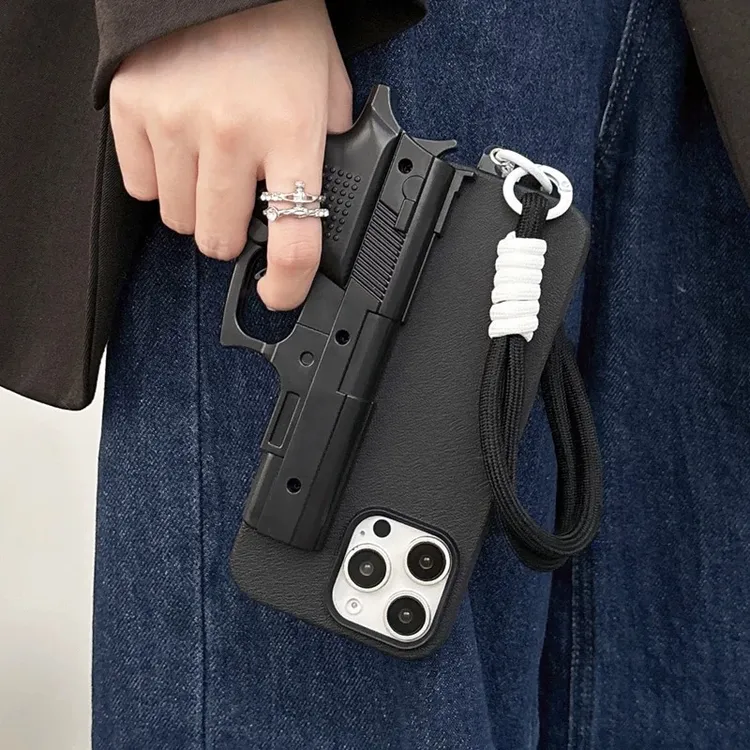 网红创意手枪型手机壳17苹果16pro max个性iPhone15恶搞怪14解压3