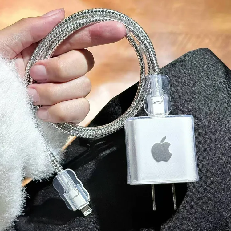 适用于苹果15数据线保护套iPhone14pro充电器保护套20w快充缠绕绳