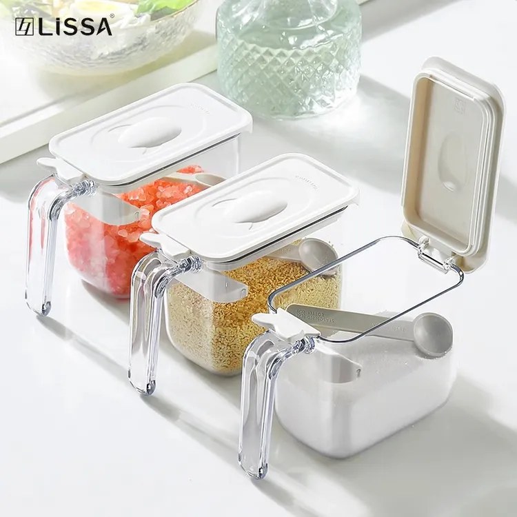 lissa带盖防潮调料罐厨房家用盐罐子味精鸡精调料盒颜值调味瓶罐