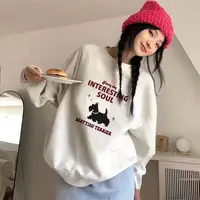 男女情侣款青春设计感情侣INS圆领卫衣-字母小狗