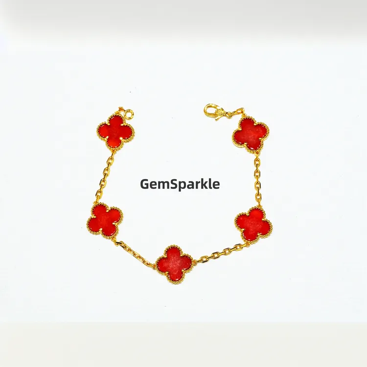 铜合金手链 高版本四叶草五花手链女V金镀18k玫瑰金轻奢礼物