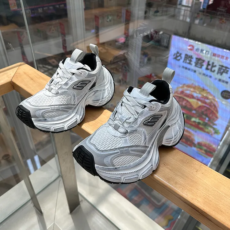 BYS2025春秋新款~10XL厚底增高做旧网面休闲运动鞋女鞋子老爹鞋