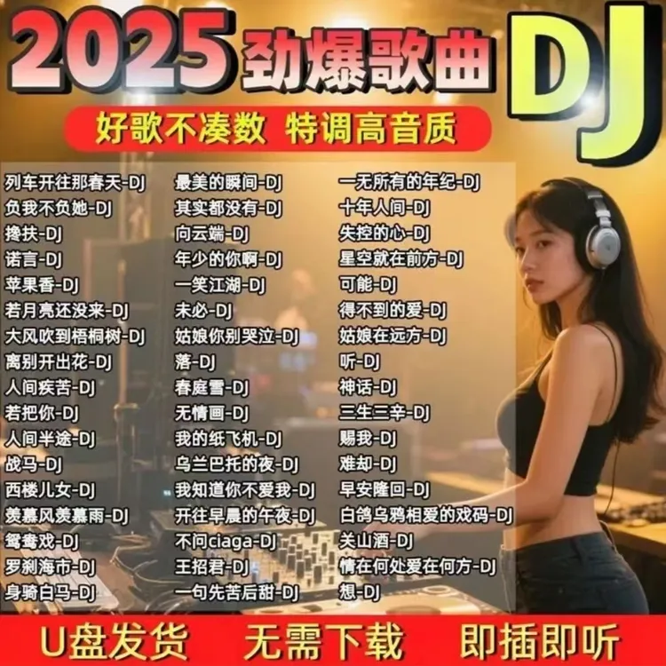 无损音乐2025新款抖音热门DJ歌曲高端车载U盘经典中文dj嗨曲MP3/4