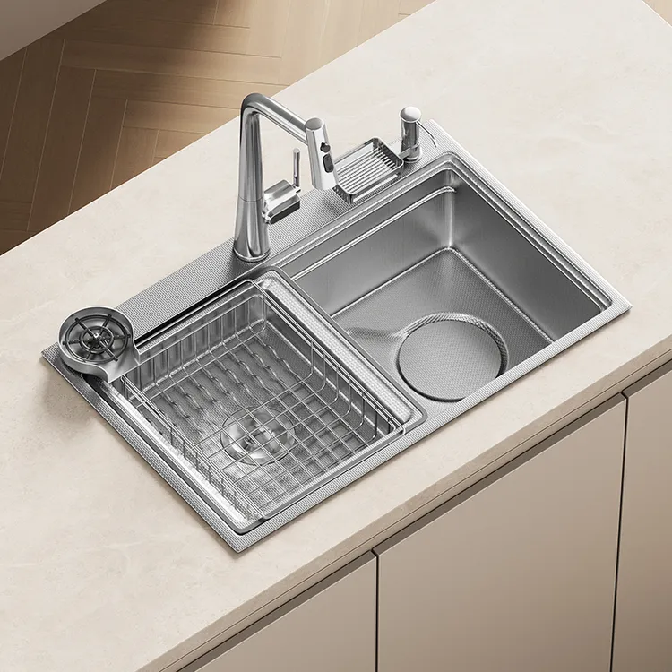 304不锈钢水槽洗菜盆一体式下水大口径水池洗碗盆家用厨房大单槽