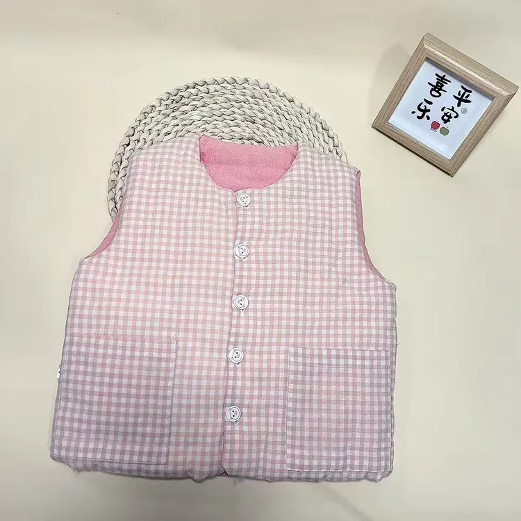 儿童秋冬新款加厚手工棉花【对襟马甲】保暖