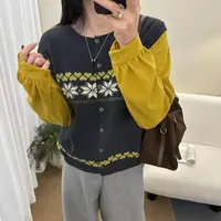 86573年款假两件毛衣时尚百搭显瘦