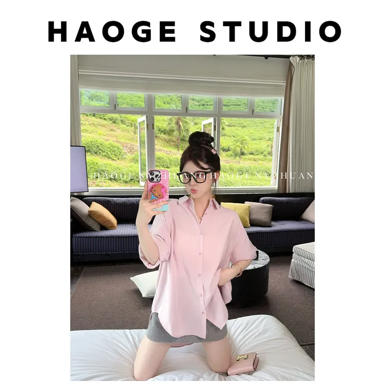 浩哥严选●韩系欧尼HGQ5CS3638A衬衫预小众时尚设计感纯色百搭气质