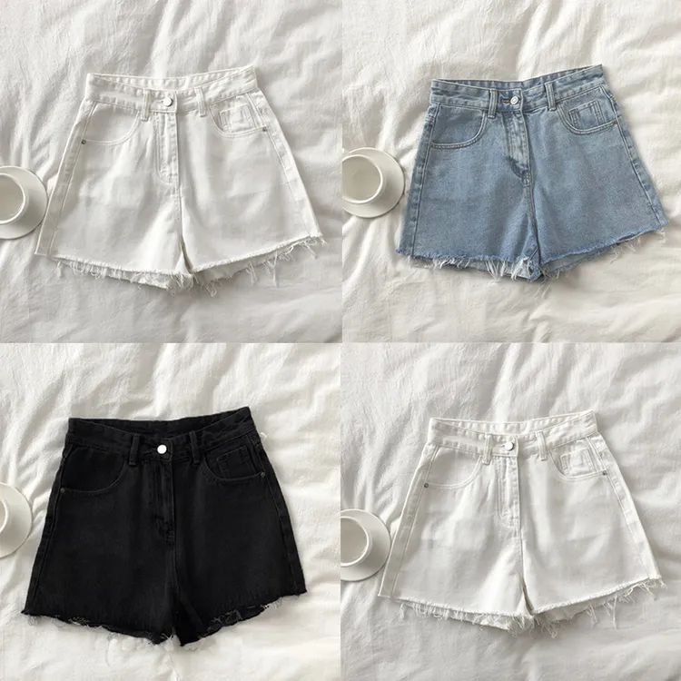 牛仔短裤女夏季2021年新款ins毛边高腰显瘦宽松阔腿超短a字热裤潮
