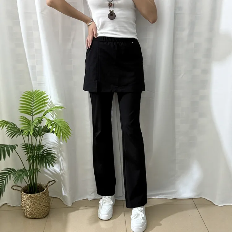 2025秋季新款简约洋气窄版微喇裤子大码女装高腰显瘦弹力休闲裤裙