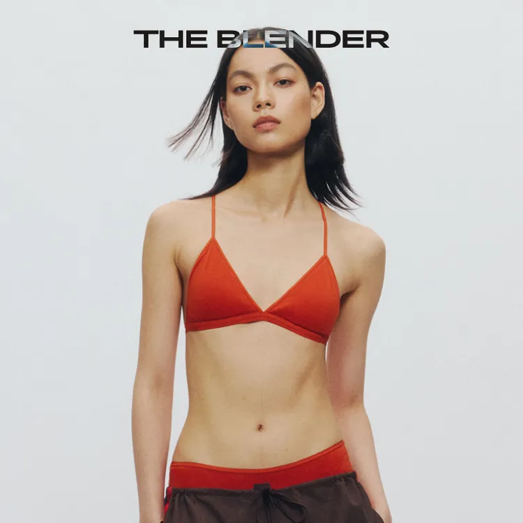 The Blender【新品】 25秋固定胸垫纯色肩带可交叉小三角杯内衣女