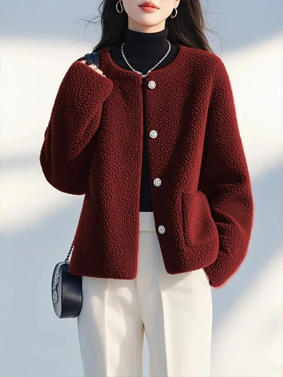 法式安格拉红高级感外套女2025新款秋冬季独特超好看短款气质上衣