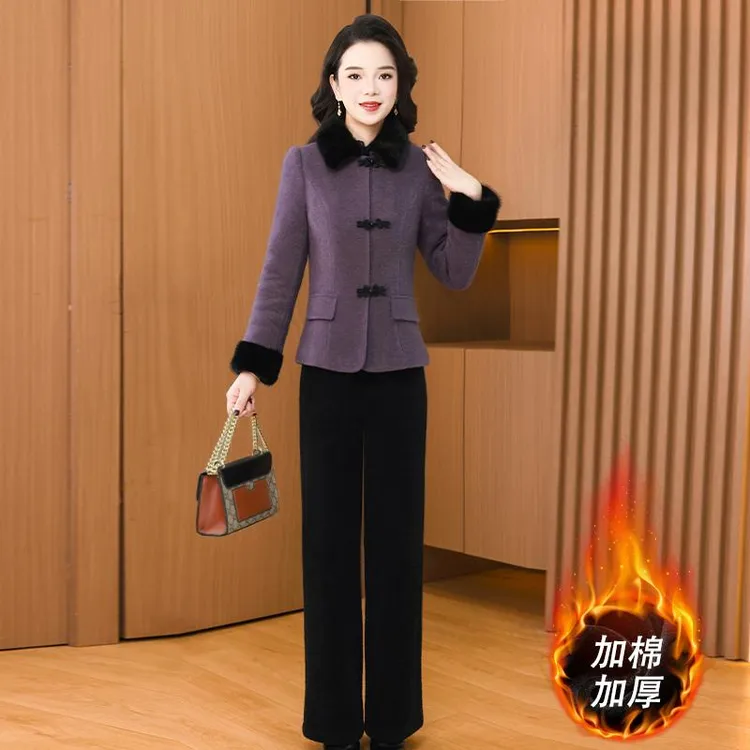 品牌高级感小香风加棉加厚套装女2025冬时尚洋气轻奢女人味两件套