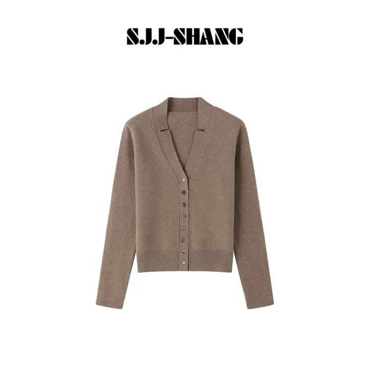 SJJ-SHANG【栗咖开衫】重磅阿拉善羊绒羊毛混纺针织开衫q136579p