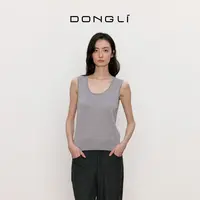 东黎 山羊绒桑蚕丝 我不被驯化-丝韵绒雅 流光风女士圆领背心5393