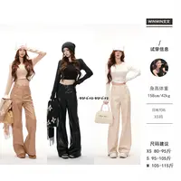 【daily皮裤】文文私服 简约纯色宽松直筒休闲裤阔腿裤WWQ5XXK2525
