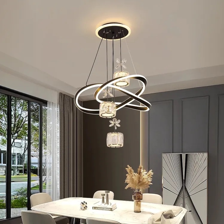 餐厅吊灯现代简约饭厅餐桌灯吧台网红卧室水晶吊灯新款高级感灯具