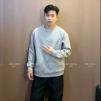 QinADe柔感亨利领秋季拼接假两件简约卫衣男士休闲长袖上衣打底