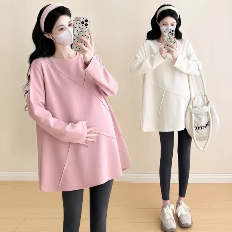 2025新款孕妇装秋冬装宽松时尚潮妈休闲大码T恤长袖打底衫