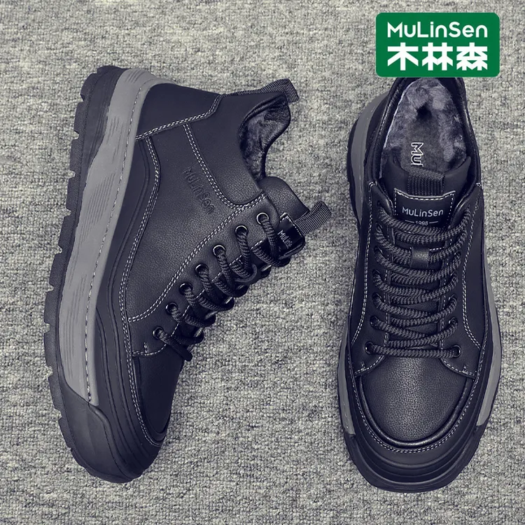 木林森男士休闲鞋冬季加厚保暖羊毛棉靴高帮棉鞋雪地靴爸爸鞋男鞋