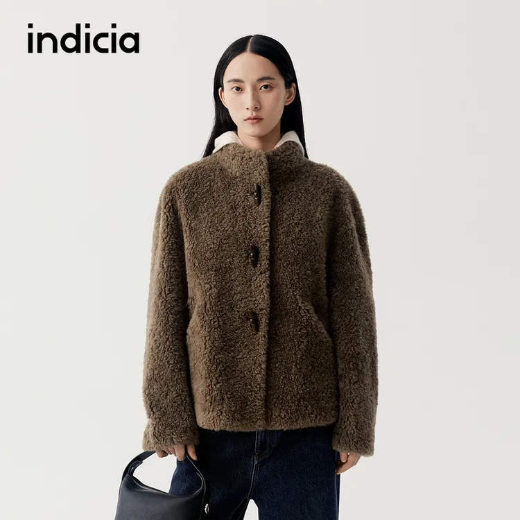 indicia标记25款单排扣长袖牛角扣短外套时尚外套厚款F2D5PC549N