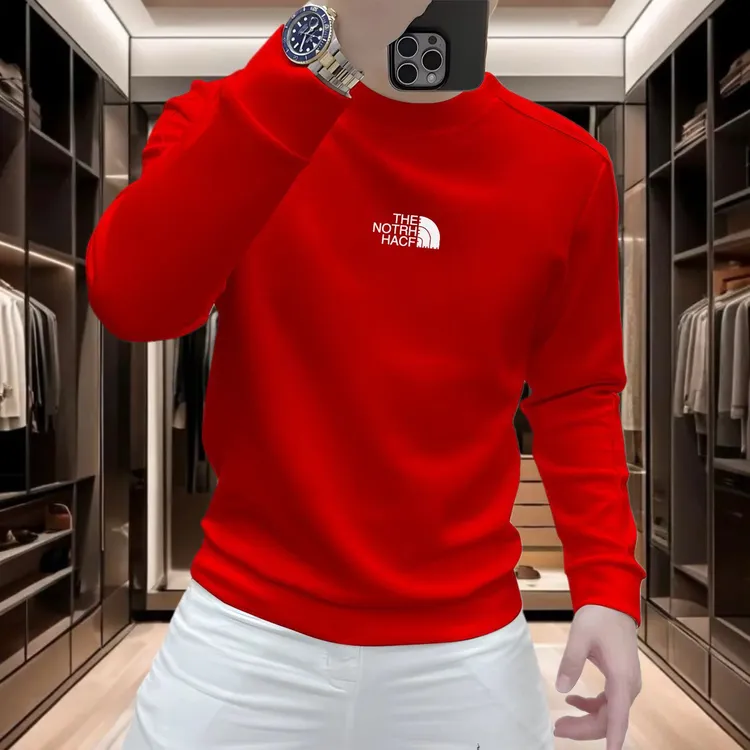 秋冬季休闲加绒保暖男卫衣圆领棉质修身套头长袖运动休闲百搭潮流