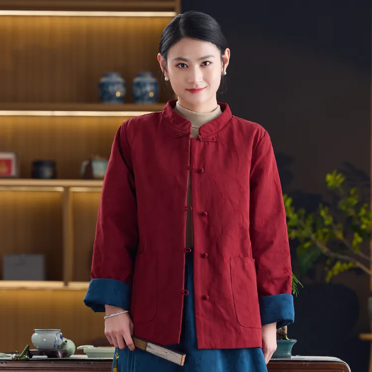 二喜茶服秋冬国风棉袄女款2025新款年轻款改良复古唐装新中式棉袄