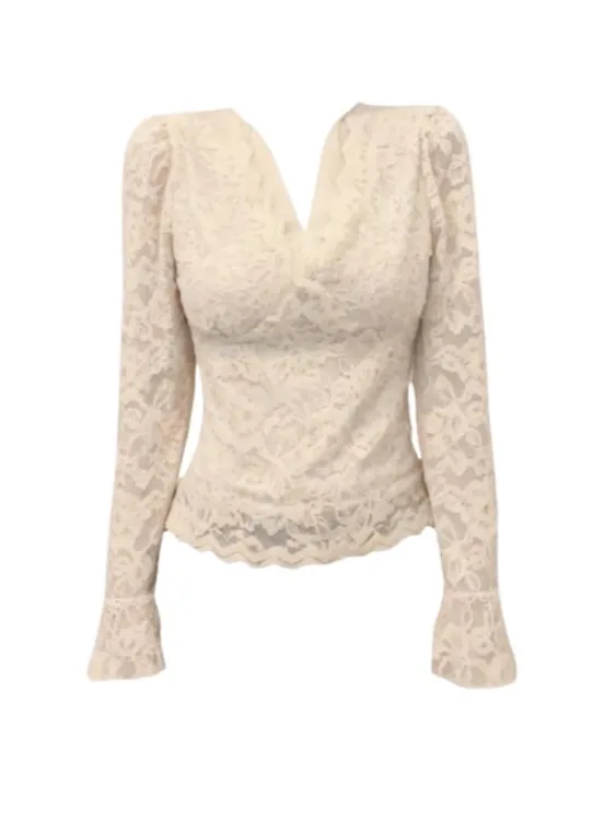 大码胖mm设计感v领加绒长袖打底T恤女秋冬内搭蕾丝拼接显瘦上衣