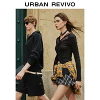 【HOT】UR2025秋季新款女装潮流连帽假两件针织衫UYV950047