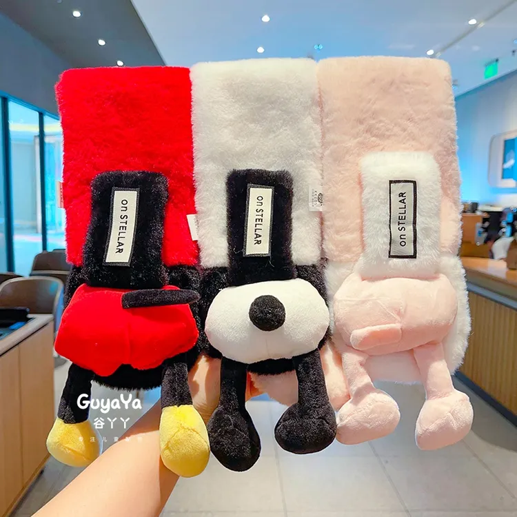 儿童可爱米奇加厚围巾男女童2025秋冬季卡通护颈围脖宝宝防风保暖