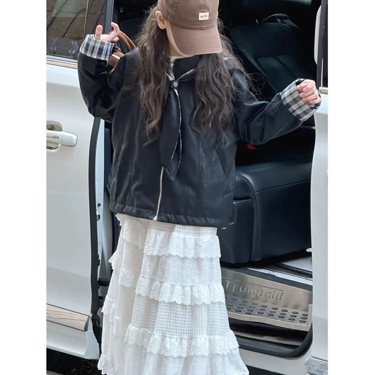 K29786孙小美复古女童皮衣外套秋装2025新款儿童上衣大童春秋夹克