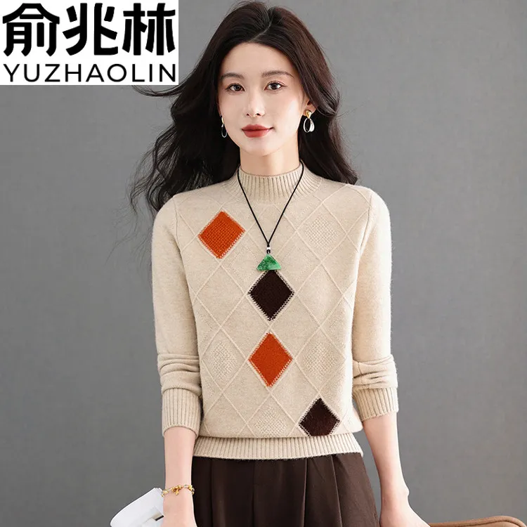 俞兆林设计感洋气开衫打底衫修身秋冬圆领上衣时尚百搭